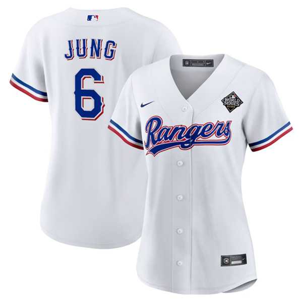 Women%27s Texas Rangers #6 Josh Jung White 2023 World Series Stitched Jersey(Run Small) Dzhi